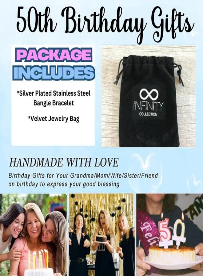 Infinity Collection 50th Birthday Gifts for Her, 50th Birthday Gifts for Women, Gift for 50 Year Old Woman Birthday Ideas Fabulous and Fifty Bracelet, Birthday Jewelry - Image 5