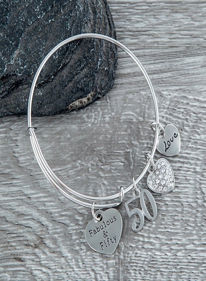 Infinity Collection 50th Birthday Gifts for Her, 50th Birthday Gifts for Women, Gift for 50 Year Old Woman Birthday Ideas Fabulous and Fifty Bracelet, Birthday Jewelry - Image 2