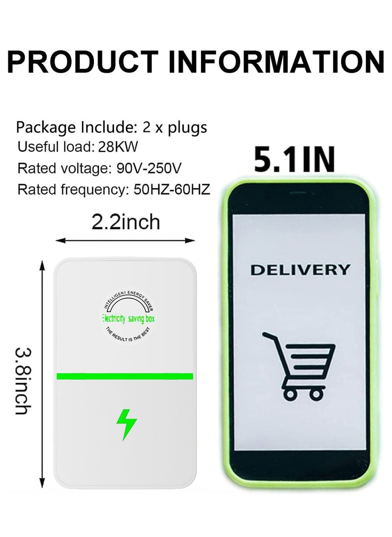 Generic - 2 Pack Energy Saving Device Household Energy-saving Appliances with UK Plug Smart Electricity Saving Box High Efficiency - Image 1