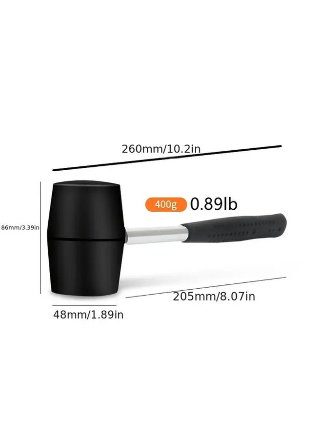 1pc Heavy Duty Rubber Hammer With Steel Pipe Non Slip Grip Handle For Woodworking Floor Tile Marble Installation Home Improvement Mechanics Plumbing Construction 300g Type - Image 5