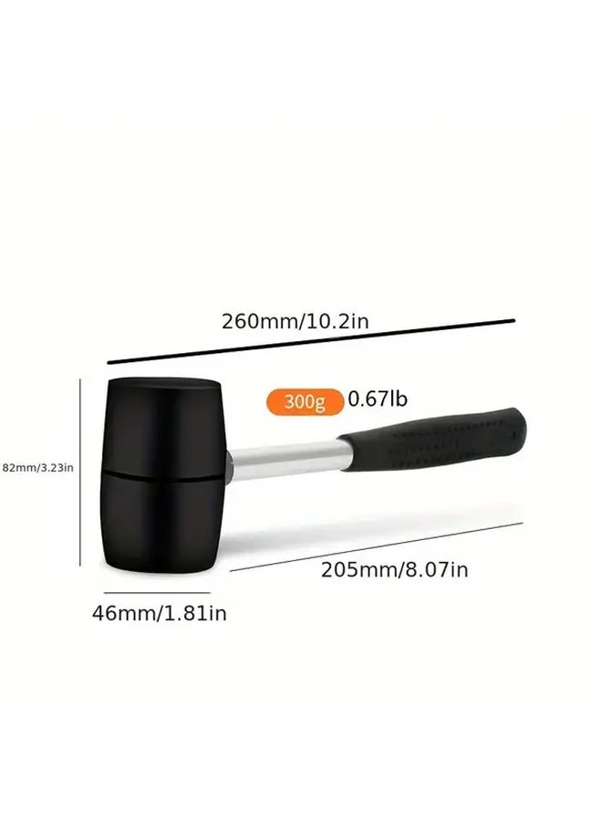 1pc Heavy Duty Rubber Hammer With Steel Pipe Non Slip Grip Handle For Woodworking Floor Tile Marble Installation Home Improvement Mechanics Plumbing Construction 300g Type - Image 4