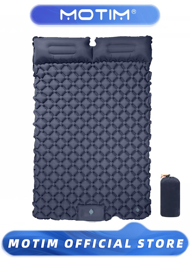 Motim Double Sleeping Pad TPU Foot Inflatable Pad with Pillow Portable Blow Up Bed for Camping & Travel - Image 1