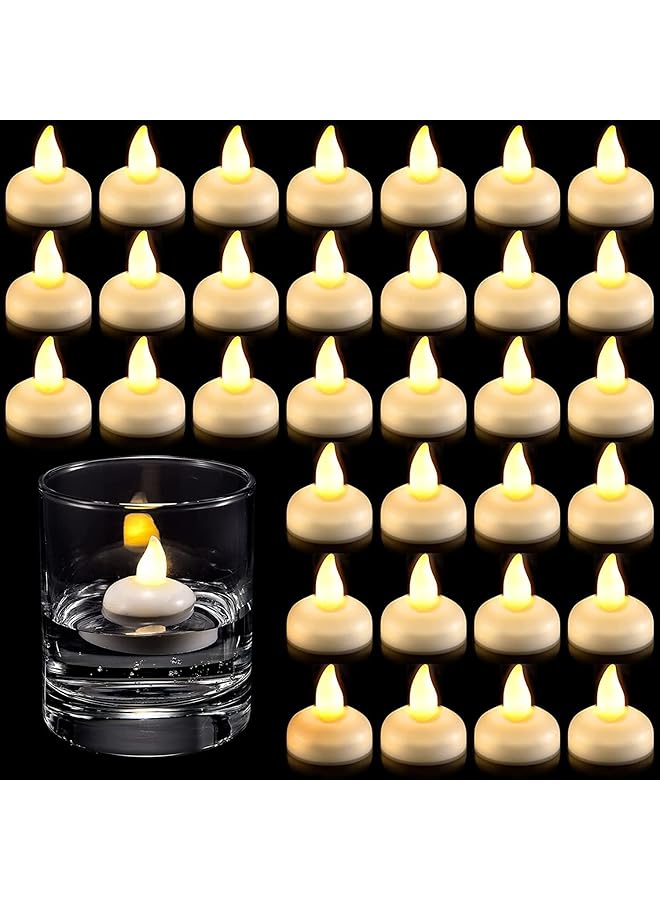 The Bros Waterproof Flameless Floating Tealights, Gold Floating Candles with Water Activated Sensor and Battery Operated, Waterproof Tea Lights for Wedding, Birthday Party, Hot Tub (24 Pcs) - Image 1