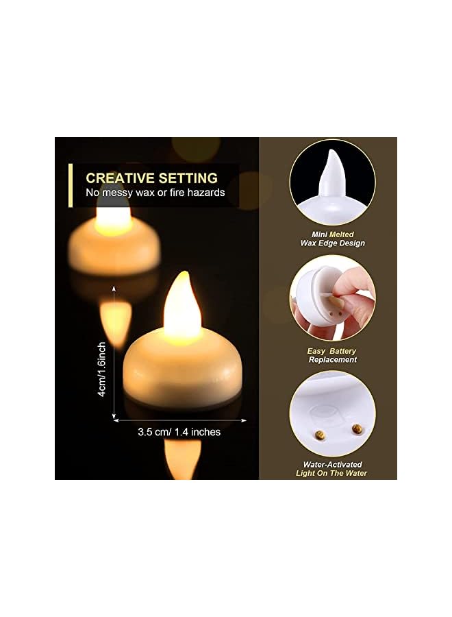 The Bros Waterproof Flameless Floating Tealights, Gold Floating Candles with Water Activated Sensor and Battery Operated, Waterproof Tea Lights for Wedding, Birthday Party, Hot Tub (24 Pcs) - Image 4