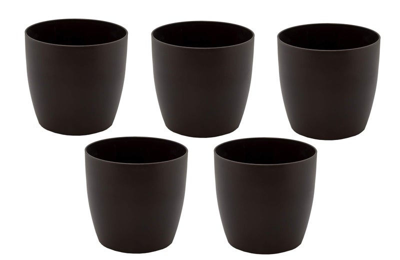 garbnoire Gardening Flower Pots - 5 Inch Plastic Flower Pots | Modern Decorative Indoor Outdoor Planters/Pots - Pack of (5, Black) - Image 3