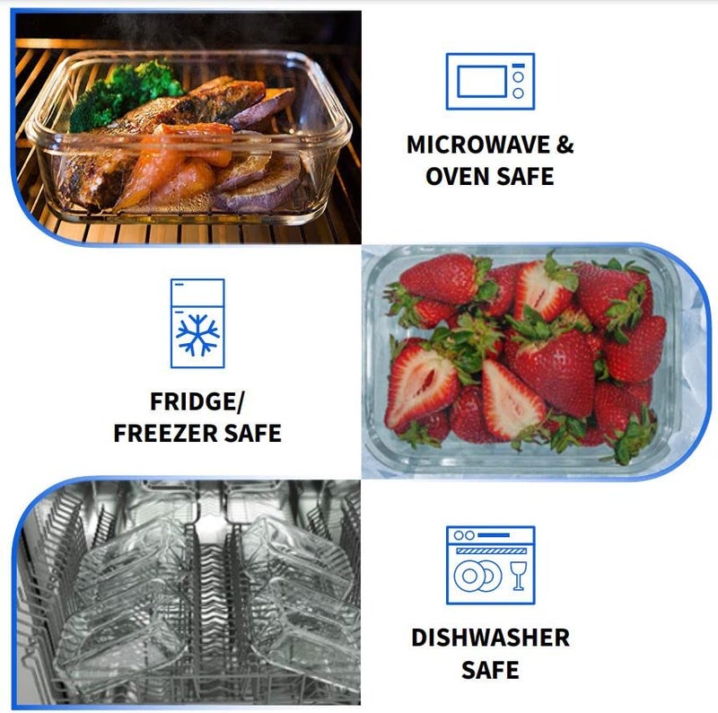 DE Glass Food Storage Containers with Bamboo Lids (4 Pack  36 Ounce) Eco Friendly Meal Prep Containers Reusable - Airtight  Plastic Free  BPA Free - Image 4