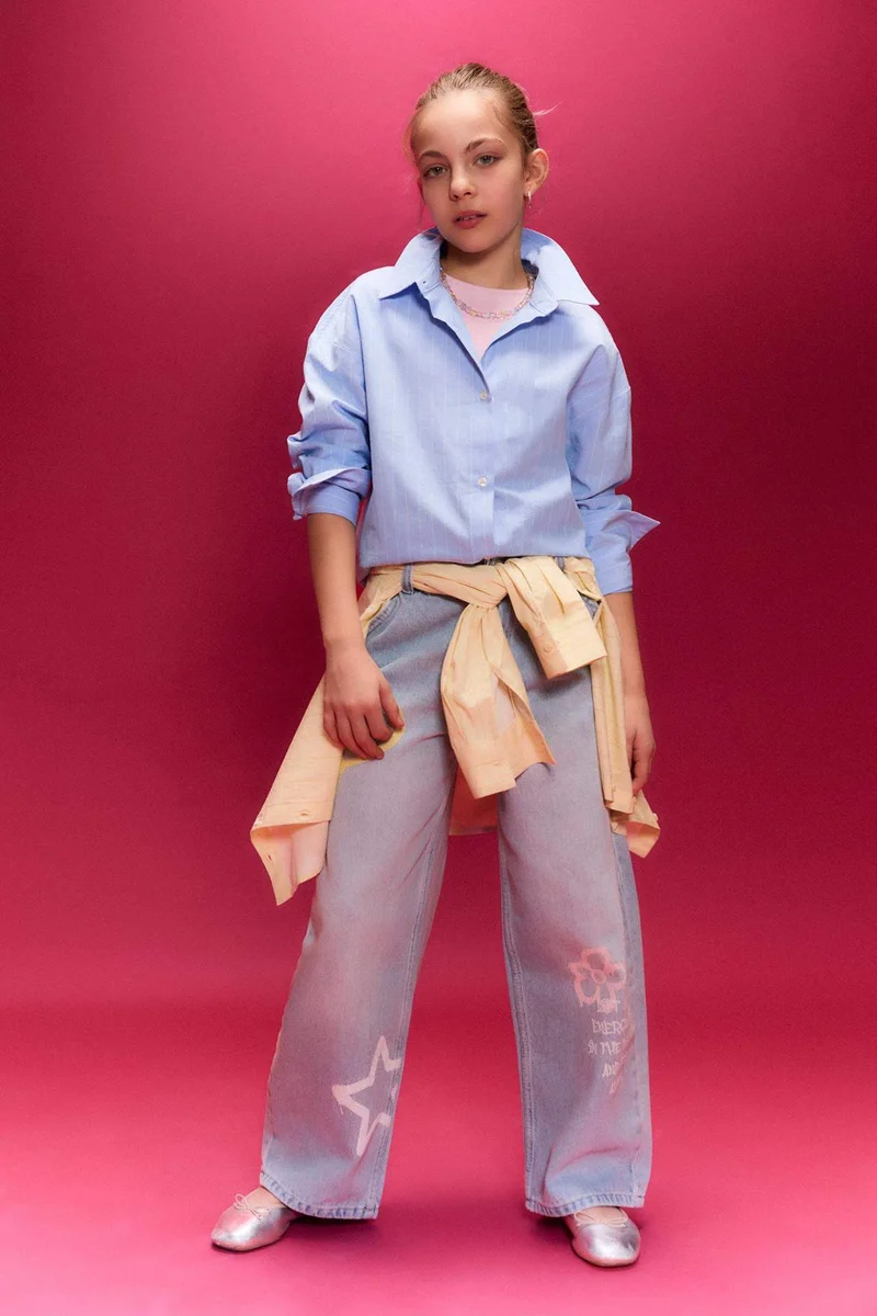 DeFacto Girl Baggy Fit Denim Trousers