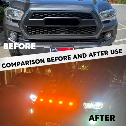Lyxheth 4PCS Grill Led Lights with Fuse Adaptor, Grill Lights for Trucks, Bright Amber Grille Bumper Raptor Lamps Kit, Waterproof Front Grille Trim Lamps Fit for Most Vehicles - Image 5