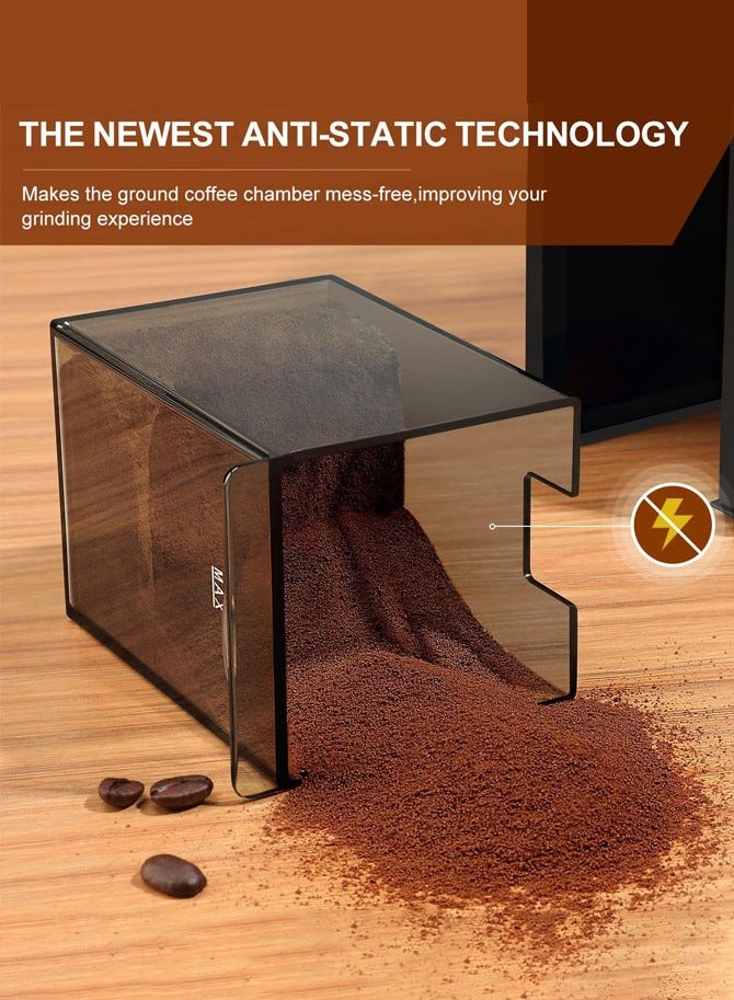 وانكل مطحنة قهوة كهربائية، 28 إعدادًا دقيقًا ومطحنة قهوة مضادة للكهرباء الساكنة، مناسبة لآلات الضغط الفرنسية والقهوة المقطرة والإسبريسو، 12 كوبًا، لون أسود - Image 4