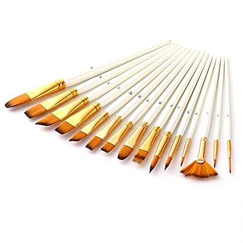 Twizzle Paint Brush Set of 12 Flat, Round, Fan Assorted Painting Brushes for Acrylic, Watercolour Oil Painting, Synthetic;Acrylic - Image 4