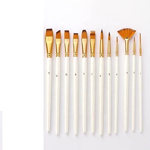 Twizzle Paint Brush Set of 12 Flat, Round, Fan Assorted Painting Brushes for Acrylic, Watercolour Oil Painting, Synthetic;Acrylic - Image 2