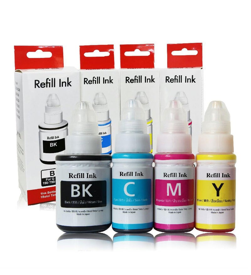 GREENBERRI Ink Compatible for Canon PIXMA G1000 G1010 G1100 G2000 G2002 G2010 G2012 G2100 G3000 G3010 G3012 G3100 G4000 G4010 Printers Pack of 4 Black 135ml CMY 70ml Each - Image 1