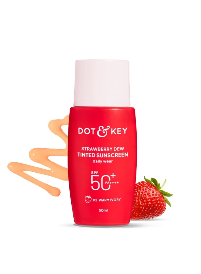 Dot & Key Dot & Key Strawberry Dew Tinted Sunscreen SPF 50+ Pa++++ - 02 Warm Ivory | Protection Against UVA & UVB | Broad Spectrum, Water & Sweat resistant | For All Skin Types | 50ml