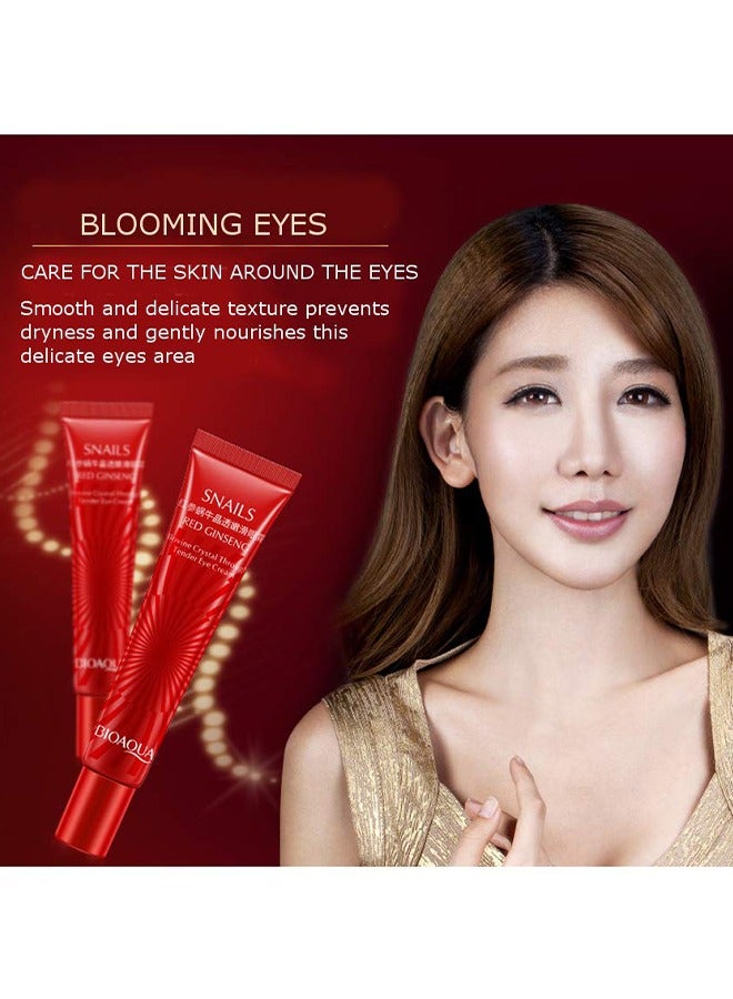 بيو أكوا كريم العين من القواقع الحمراء ، القواقع الكريستال البقري من خلال بشرة ناعمة ناعمة تأثير مرطب وترطيب للعناية ببشرة تتفتح عيون ضيقة مشدودة ينظف بلطف يزيل الأوساخ الزيوت 20 جم - Image 2