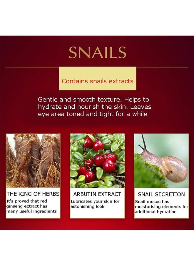 بيو أكوا كريم العين من القواقع الحمراء ، القواقع الكريستال البقري من خلال بشرة ناعمة ناعمة تأثير مرطب وترطيب للعناية ببشرة تتفتح عيون ضيقة مشدودة ينظف بلطف يزيل الأوساخ الزيوت 20 جم - Image 3