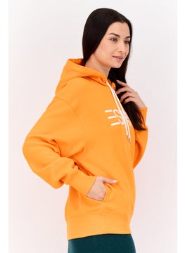 ESPRIT Women Long Sleeves Brand Logo Hooded Sweatshirts, Orange  - Image 2