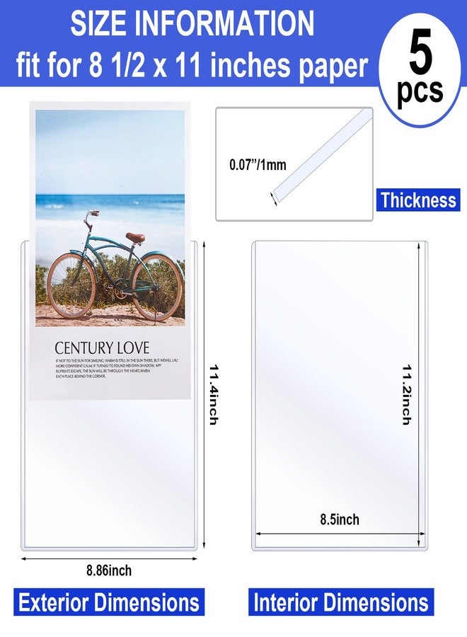 Teling 5 Pcs 8 1/2" x 11" Rigid Print Protectors Clear Rigid Sleeve Plastic Paper Page Protectors Clear Sheet Cover Photo Plastic Sleeve Hard Document Holder Birth Certificate Cover - Image 2