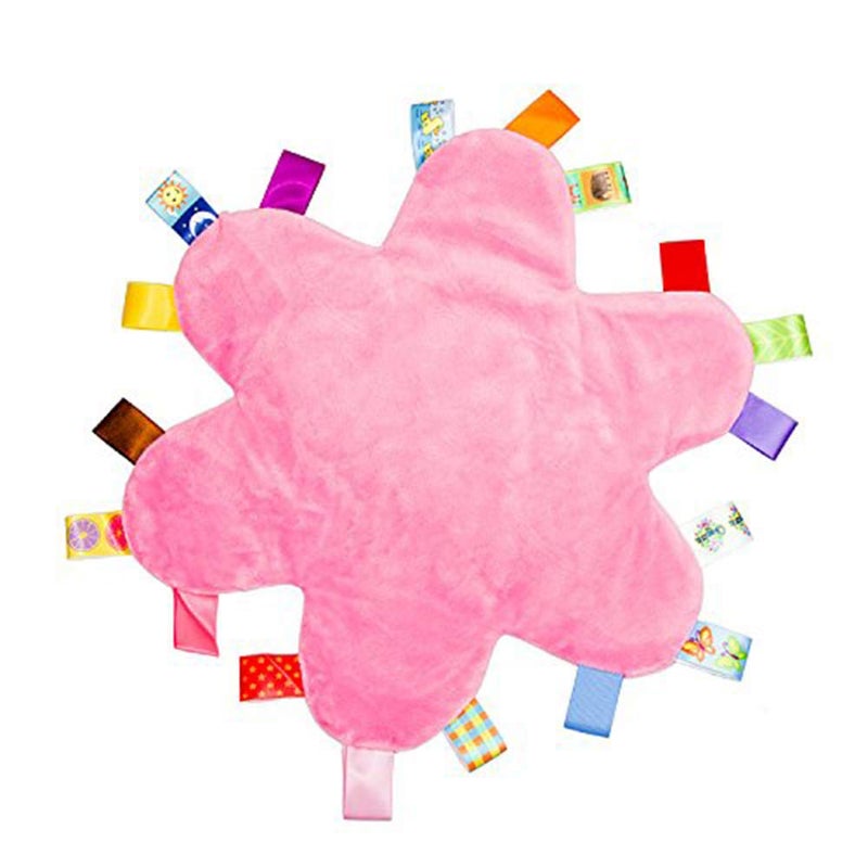 G-Tree Breathable Infant Taggy Blanket Bedtime Newborn Baby Soft Touch Plush Security Comfortable Taggie Present - Flower Taggie Blanket Pink - Image 2