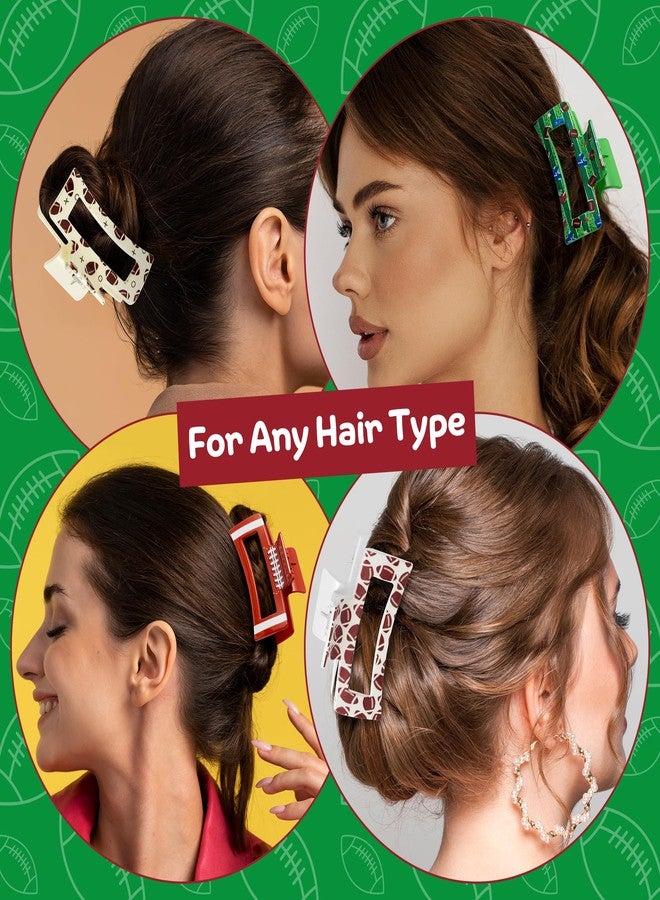 PANTIDE 4Pcs Football Hair Claw Clips for Women Girls - Sport Game Day Rectangle Nonslip Clips Hair Accessories for School Daily Football Party Favor Small Gifts Strong Hold for Thin Thick Curly - Image 5