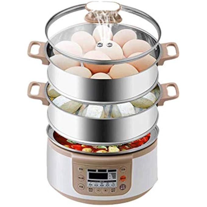 جهاز بخار طعام كهربائي بثلاث طبقات، جهاز بخار طعام، جهاز بخار خضروات، سلال قابلة للتكديس بثلاث طبقات، سعة تسخين سريع - Image 2
