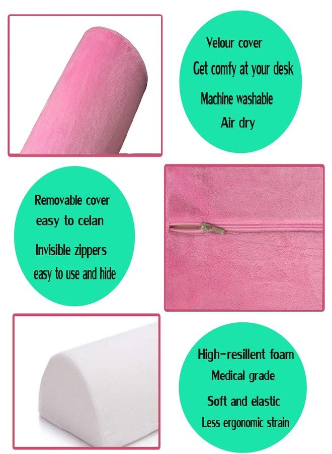 SKYZONAL Memory Foam Bolster Pillow with Removable Cover for Neck Leg Back Lumbar Spine Knee Pain Relief Pillow Lumbar Support Multi-use for Bed, Sleeping (Pink) - Image 3