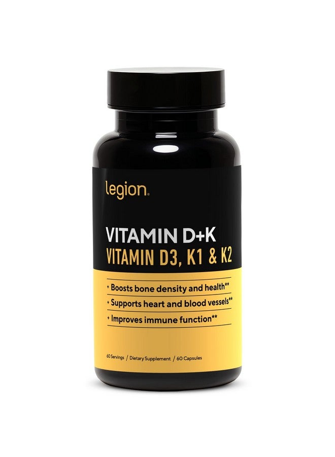 LEGION Vitamin D+K Natural & Effective Formulation - Vitamin D3, K2 & K for Immunity Boost - K1, K2 & D3 Vitamin Supplement to Boost Bone Density and Health - Vitamin K2 & K1 for Heart Support - Image 1