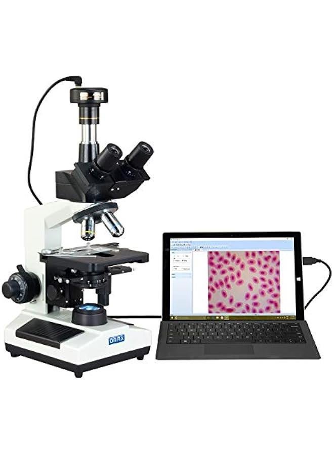 Arabest 40X-2500X Phase Contrast Trinocular LED Compound Microscope with 9MP Digital Camera - Image 1