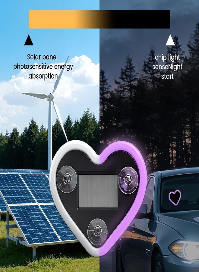 KCMOSGI Car LED Ambient Light, Solar-Powered Heart-Shaped LED Neon Light, 5 Modes, IP65 Waterproof, Romantic Cars for Night Driving, Heart Car Accessories for Christmas, Valentine's Day, Anniversary - Image 4