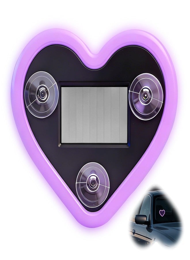 KCMOSGI Car LED Ambient Light, Solar-Powered Heart-Shaped LED Neon Light, 5 Modes, IP65 Waterproof, Romantic Cars for Night Driving, Heart Car Accessories for Christmas, Valentine's Day, Anniversary - Image 1
