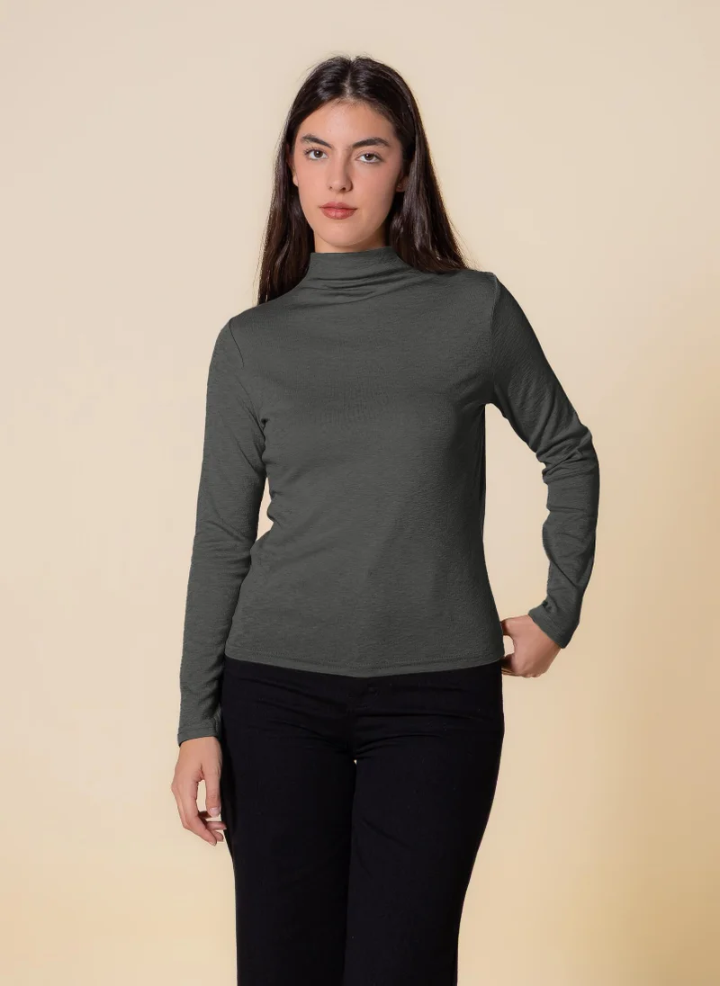 SHAPES FINE KNIT HIGH NECK TOP