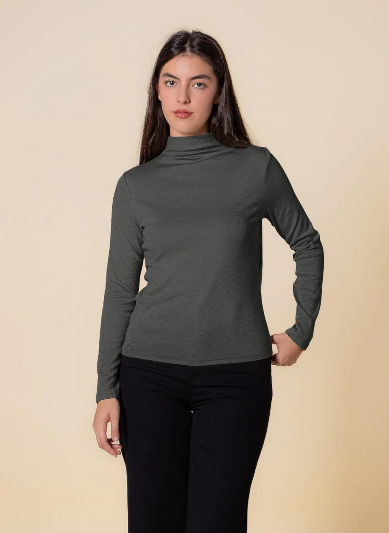 SHAPES FINE KNIT HIGH NECK TOP
