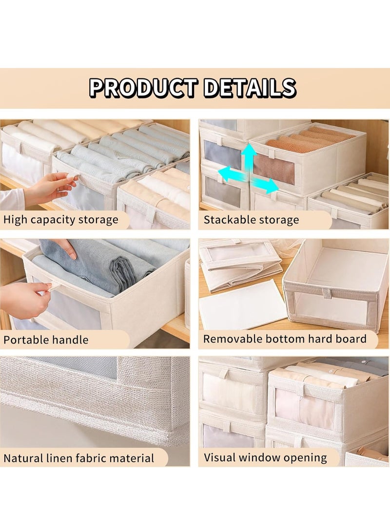 Relex 2 Pack Clothes Storage Organizer, Stackable Cotton Drawer Closet Box with Transparent Mesh Window and Handle, Store bag for Clothing, Jeans, Bras, Leggings, Sweaters(Beige)  - Image 4