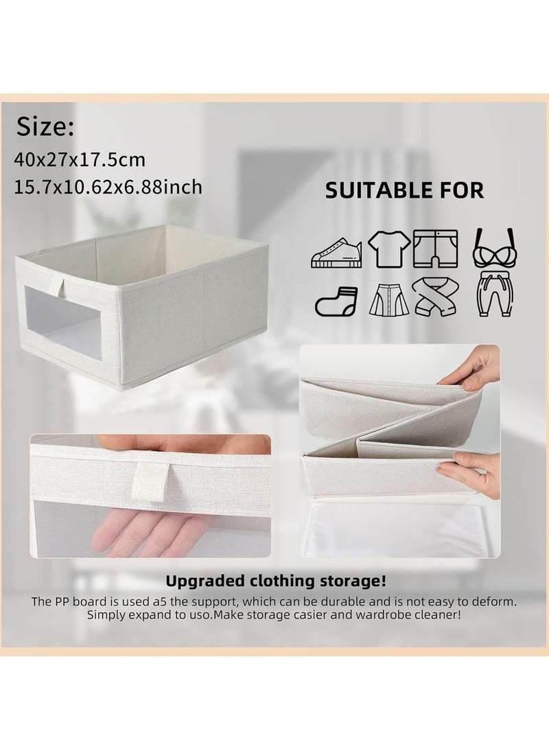 Relex 2 Pack Clothes Storage Organizer, Stackable Cotton Drawer Closet Box with Transparent Mesh Window and Handle, Store bag for Clothing, Jeans, Bras, Leggings, Sweaters(Beige)  - Image 5