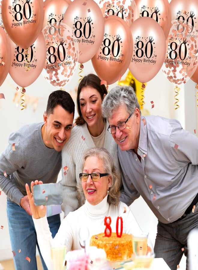 Yoirrat 80th Birthday Balloons 18 Pcs Rose Gold Happy 80th Birthday Latex Balloons Confetti Balloons Rose Gold 80th Birthday Party Decorations for Women Men 80th Birthday Anniversary Decor Supplies 12 inch - Image 4