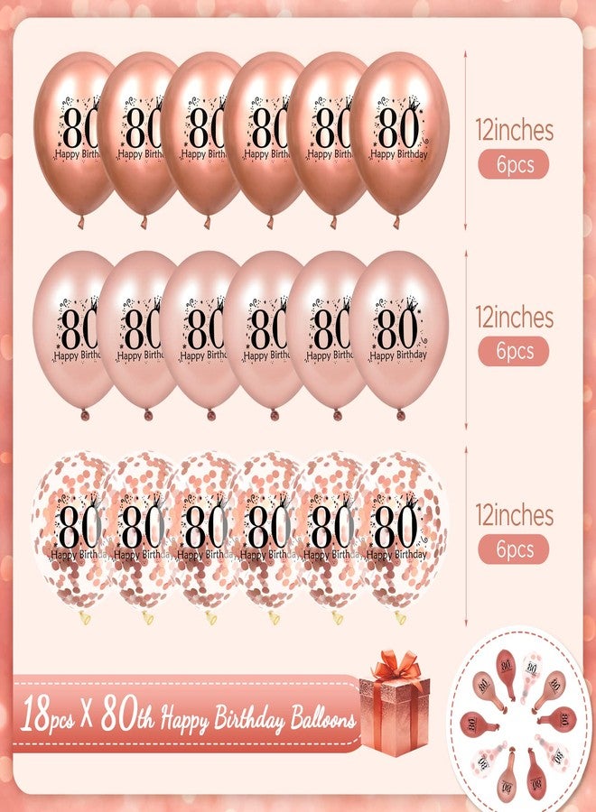 Yoirrat 80th Birthday Balloons 18 Pcs Rose Gold Happy 80th Birthday Latex Balloons Confetti Balloons Rose Gold 80th Birthday Party Decorations for Women Men 80th Birthday Anniversary Decor Supplies 12 inch - Image 5