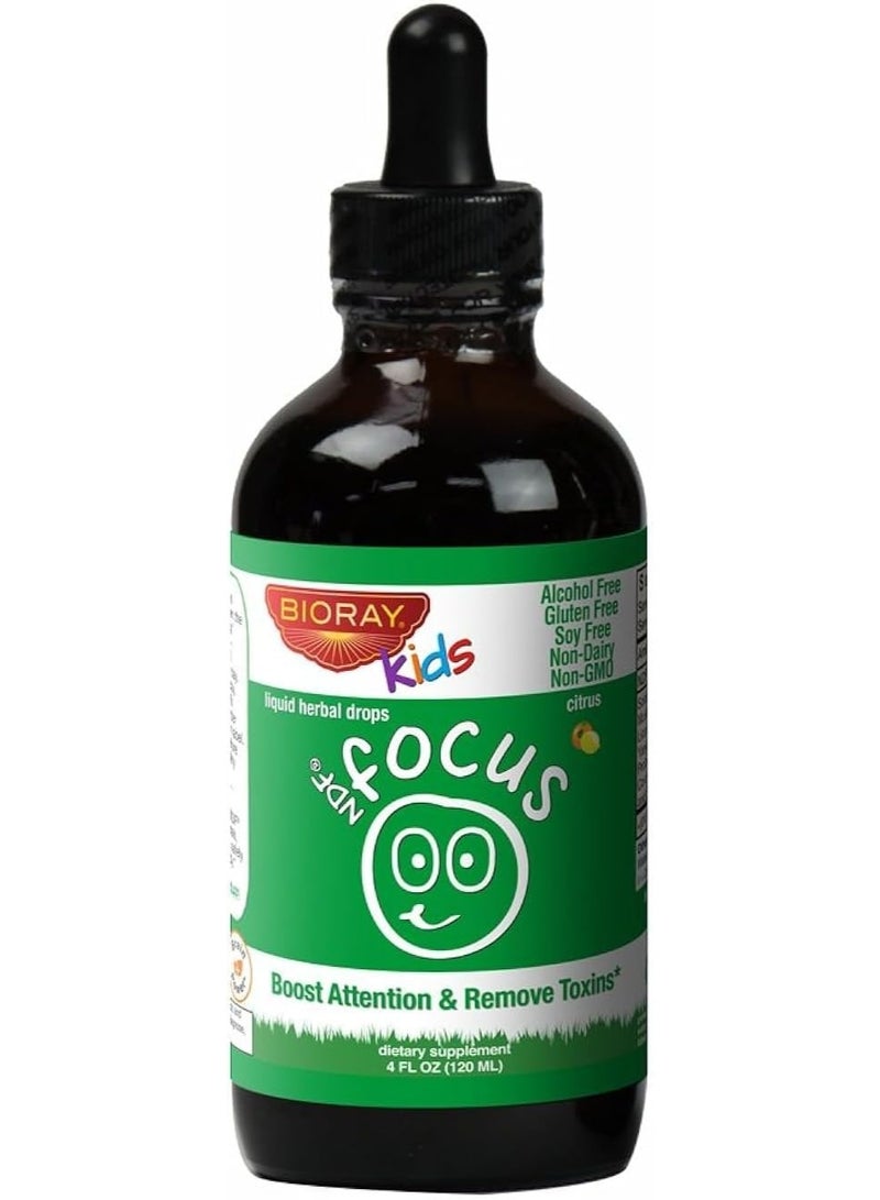 Bioray Inc, NDF Focus, Boost Attention & Remove Toxins, Kids, Citrus Flavor, 4 fl oz (120 ml)