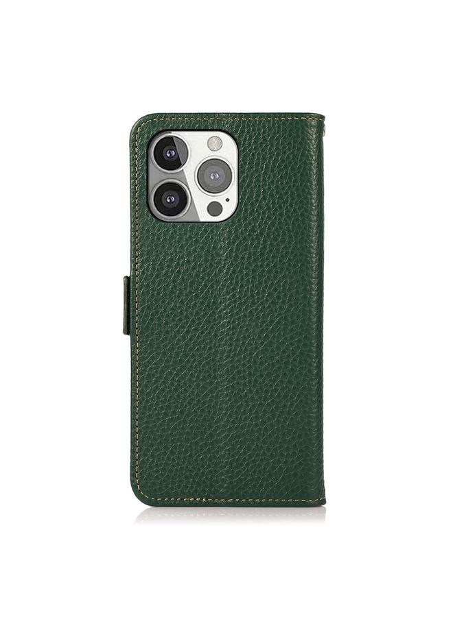 Zaboon Case For iPhone 13 Pro KHAZNEH Side-Magnetic Litchi Genuine Leather RFID Case - Image 3