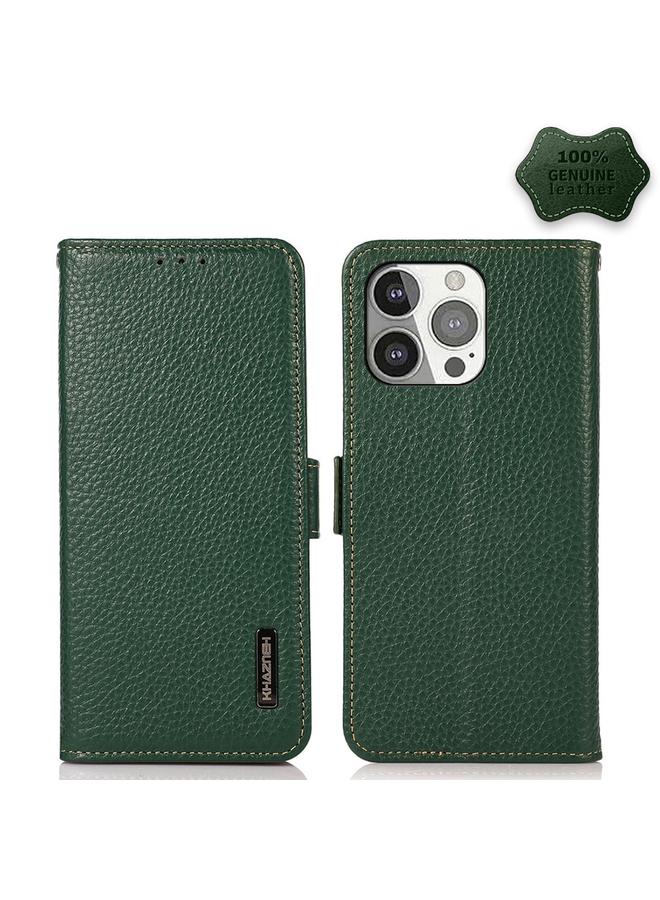 Zaboon Case For iPhone 13 Pro KHAZNEH Side-Magnetic Litchi Genuine Leather RFID Case - Image 1