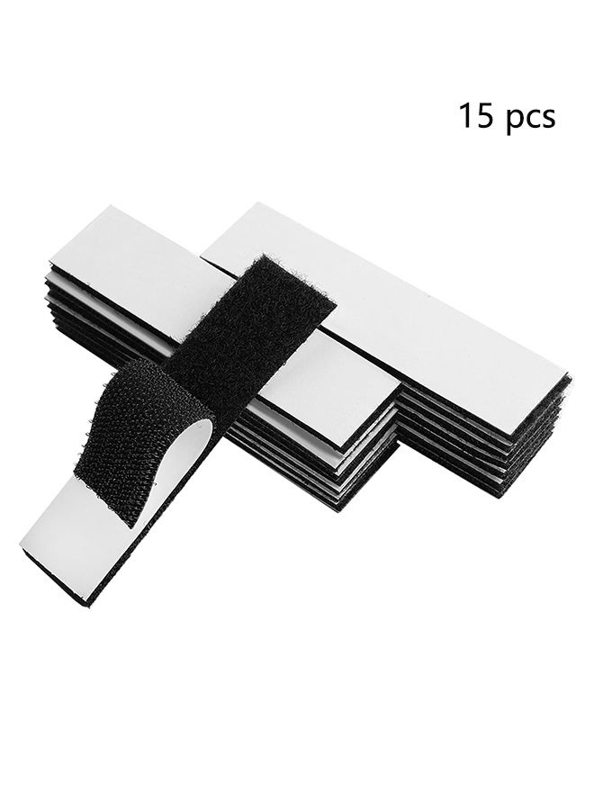 25x100mm 15 Pieces Hook and Loop Tape Strips, with Adhesive Sticky Back Fastener, Heavy Duty Double Side Mounting Tape Industrial Strength Interlocking Tape for Home School Office(Black) - Image 1