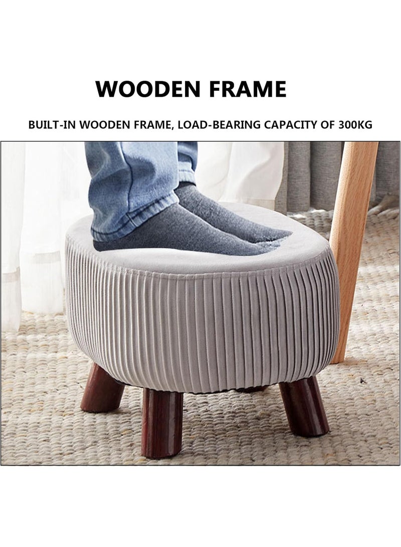 Oval footstool, ottoman, 4 wooden legs, upholstered bench for living room, bedroom, wardrobe, office, entryway - Image 3