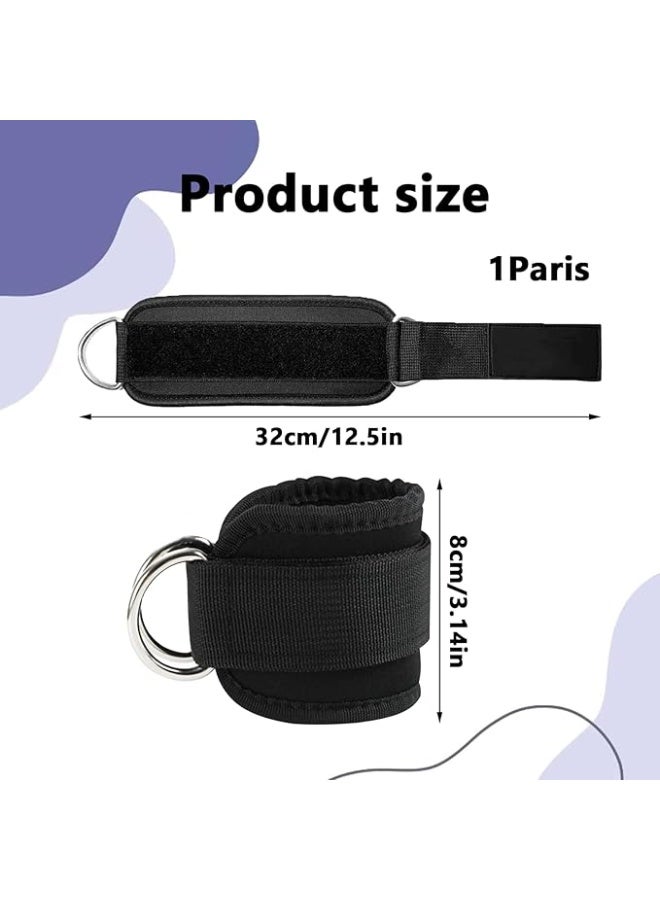 Pair of padded exercise ankle straps with a D-shaped loop for leg strengthening exercises (multi-colored) - Image 2