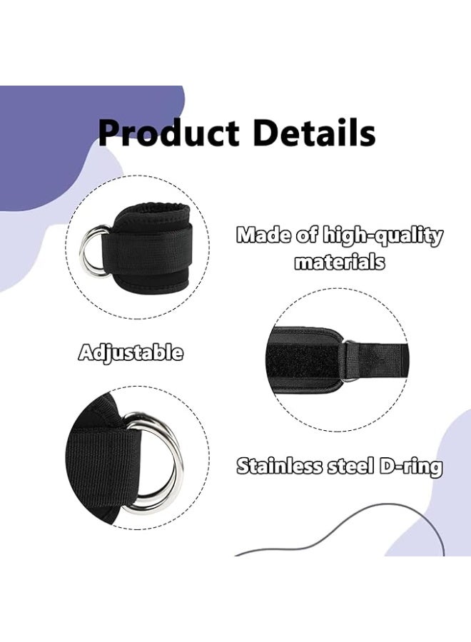 Pair of padded exercise ankle straps with a D-shaped loop for leg strengthening exercises (multi-colored) - Image 3
