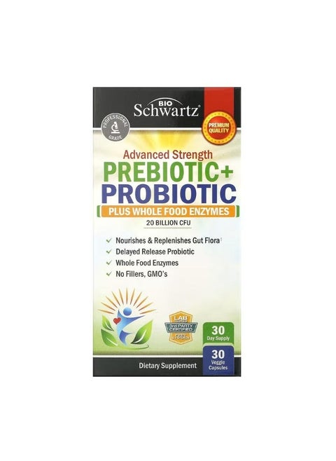 Advanced Strength PrebioticProbiotic 20 Billion CFU 30 Veggie Capsules