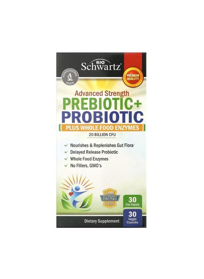 Advanced Strength PrebioticProbiotic 20 Billion CFU 30 Veggie Capsules