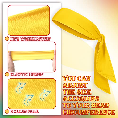 Civaner 12 Pack Bright Color Tie Headbands Bulk for Men Women Sports Athletic Tennis Head Band Ninja Karate Headbands Adjustable Elastic Bandana Sweatbands Hair Wrap Bands for Basketball Running Workout - Image 5