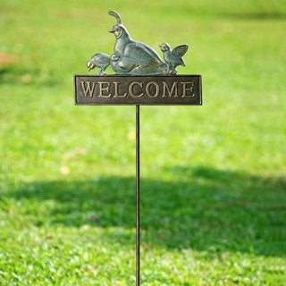SPI Home 33598 Quail Welcome Sign on Stake - Image 1