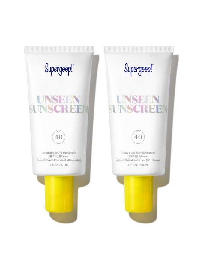 سوبر جوپ واقي شمسي غير مرئي - عامل حماية من الشمس 40 - واقي شمسي غير مرئي واسع الطيف للوجه + برايمر يثبت المكياج - خفيف الوزن، عديم الرائحة، خالٍ من الزيوت - لجميع أنواع البشرة وألوانها - 1.7 أونصة سائلة - عبوة من قطعتين - Image 1