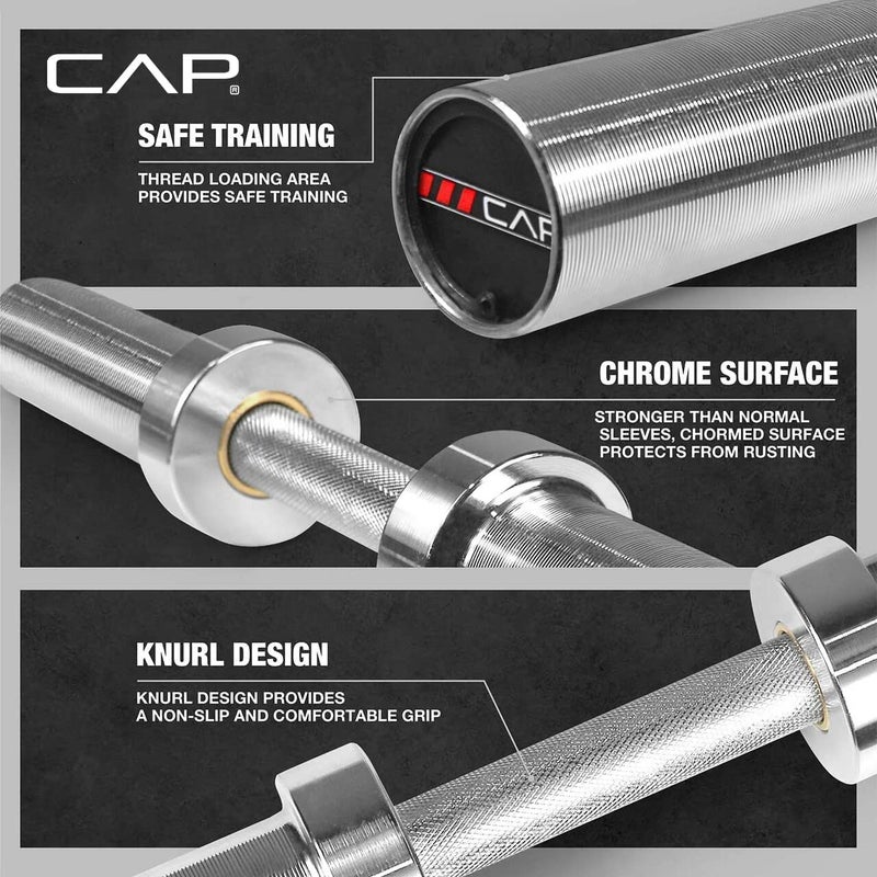CAP Barbell 2' Solid Olympic Dumbbell Handle, No Collars, Chrome (New Version) - Image 4
