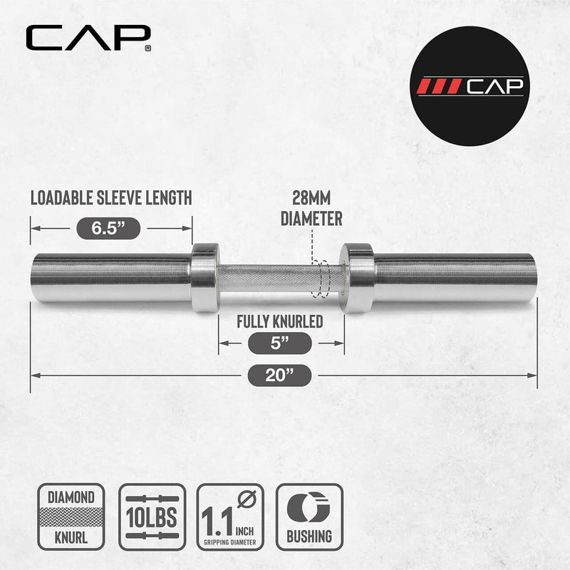 CAP Barbell 2' Solid Olympic Dumbbell Handle, No Collars, Chrome (New Version) - Image 3