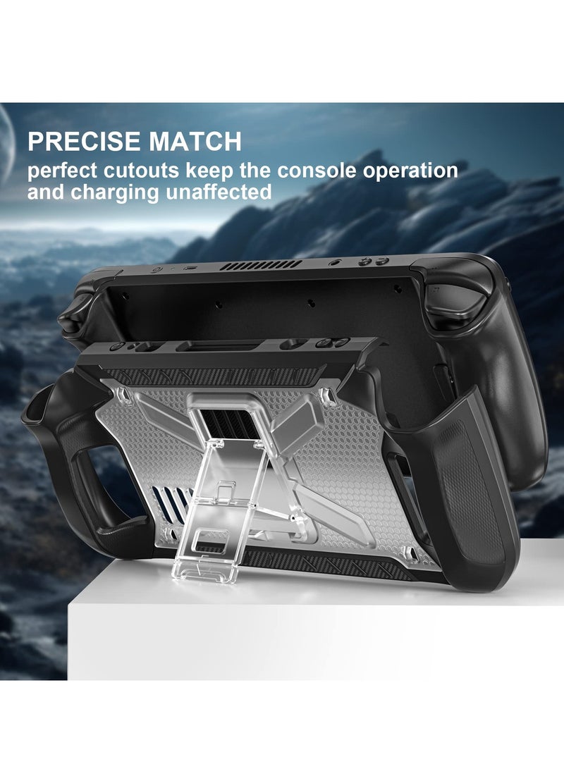 Steam Deck Case with Fold Kickstand TPU Protector Cover Accessories with Stand and Shoulder Strap Shock Absorption Anti Scratch Non Slip Rugged Armor designed for Steam Deck case Transparent  - Image 2